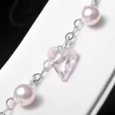 Brățară argint lanț cristale perle swarovski valentine